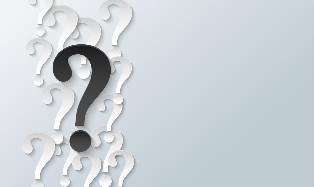 Question mark on white background.